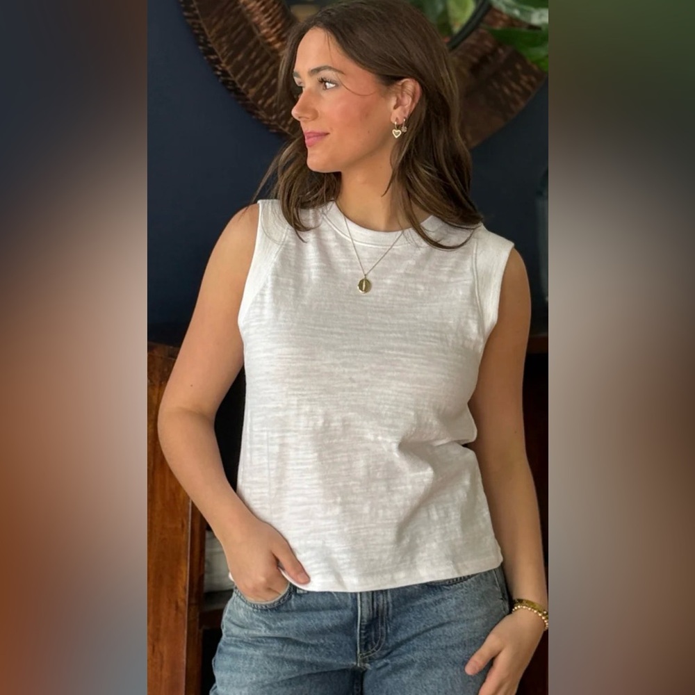 Faherty White Sleeveless Tank Top